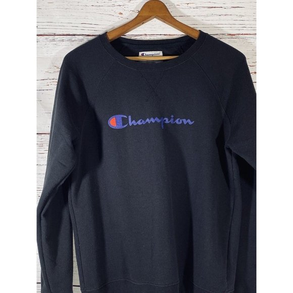 Champion Authentic Arthleticwear Size Medium Black Crewneck Pullover Sweatshirt - Picture 3 of 11